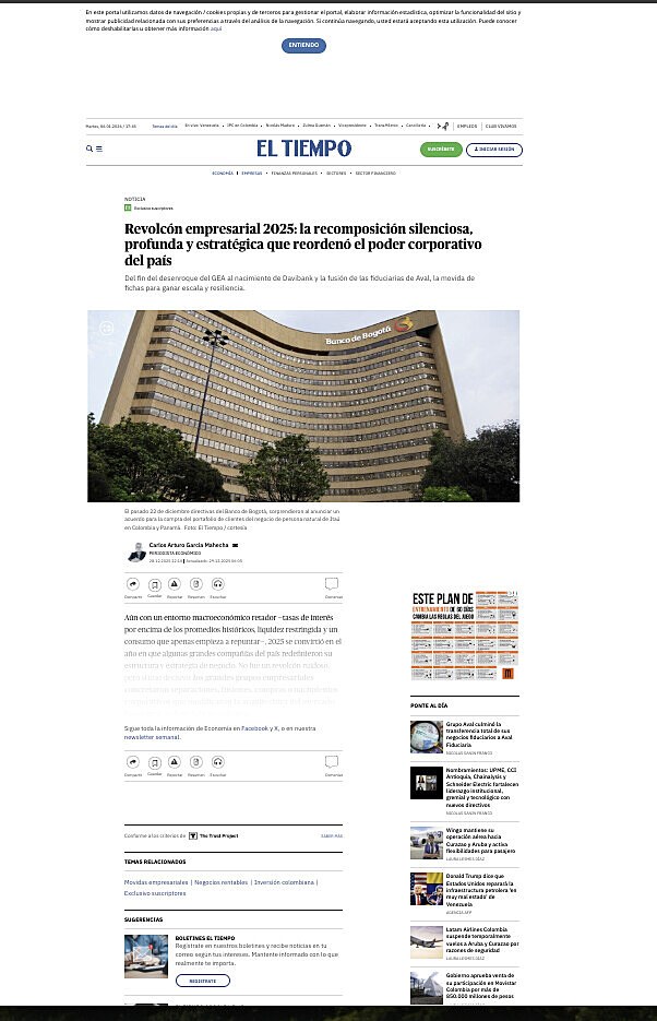 Revolc�n empresarial 2025: la recomposici�n silenciosa, profunda y estrat�gica que reorden� el poder corporativo del pa�s